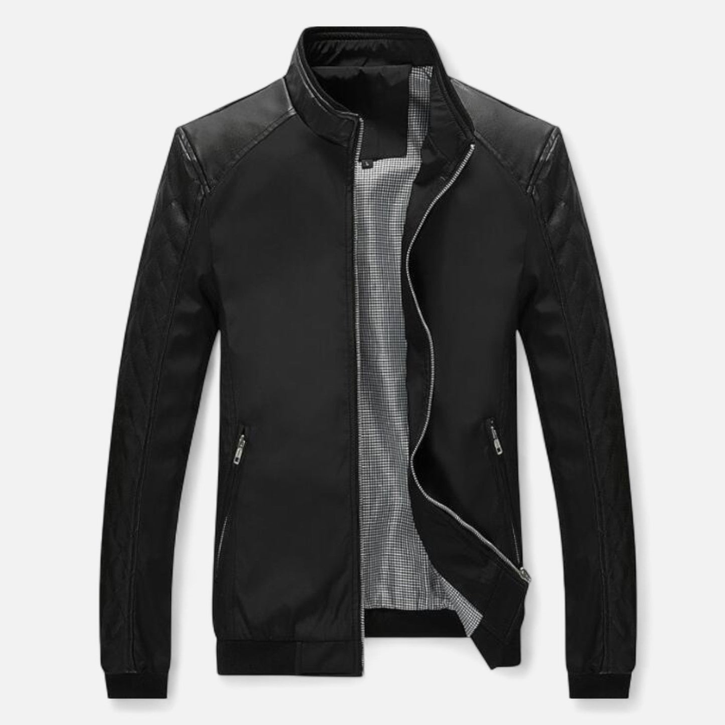 Premium Men's Leather Bomber Jacket – Smart Stand Collar for Stylish and Professional Look | Premium Comfort Home & Lifestyle Product UK