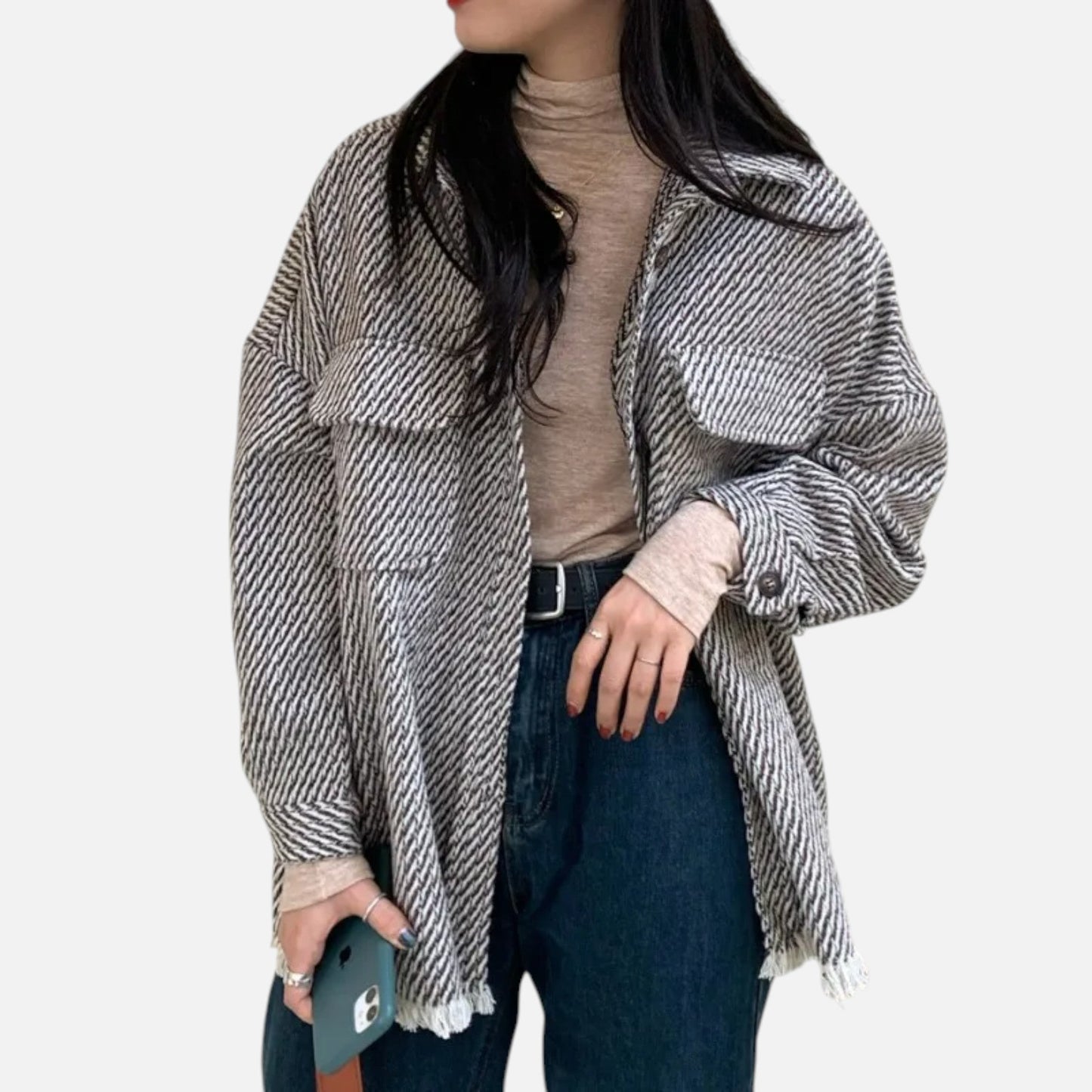 Premium Women’s Wool Jacket – Smart Grid Polo Collar for Elegant Style, Perfect for Work and Casual Wear in the UK | Premium Comfort Home & Lifestyle Product UK