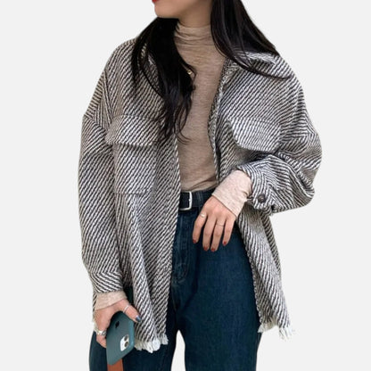 Premium Women’s Wool Jacket – Smart Grid Polo Collar for Elegant Style, Perfect for Work and Casual Wear in the UK | Premium Comfort Home & Lifestyle Product UK