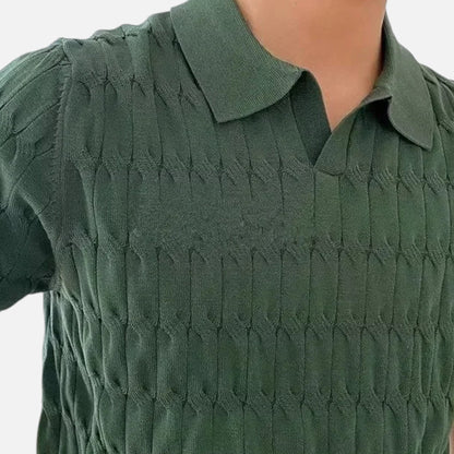 Premium Men's Knitted Jacquard V-Neck Polo Shirt – Smart Casual Elegance for Professional Style and Comfort | Premium Comfort Home & Lifestyle Product UK