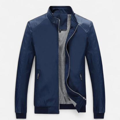 Premium Men's Leather Bomber Jacket – Smart Stand Collar for Stylish and Professional Look | Premium Comfort Home & Lifestyle Product UK