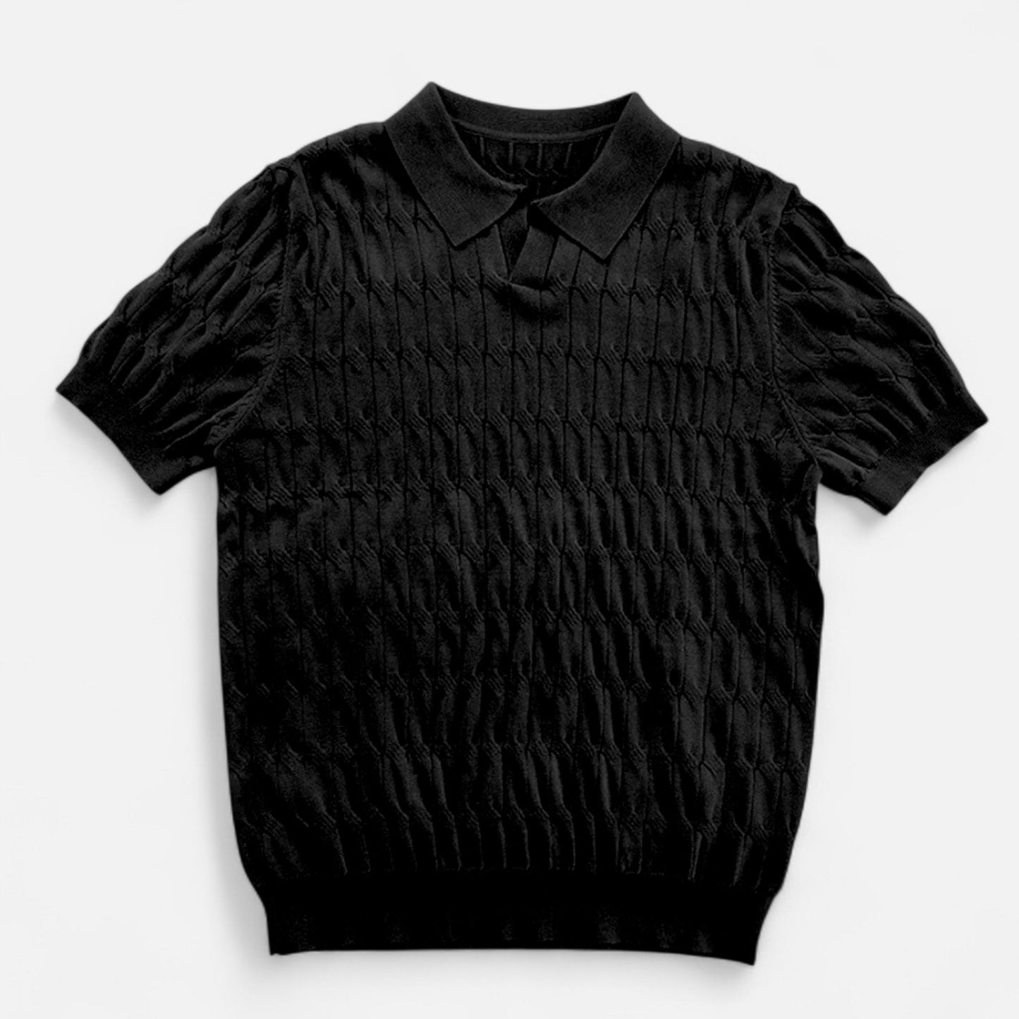 Premium Men's Knitted Jacquard V-Neck Polo Shirt – Smart Casual Elegance for Professional Style and Comfort | Premium Comfort Home & Lifestyle Product UK