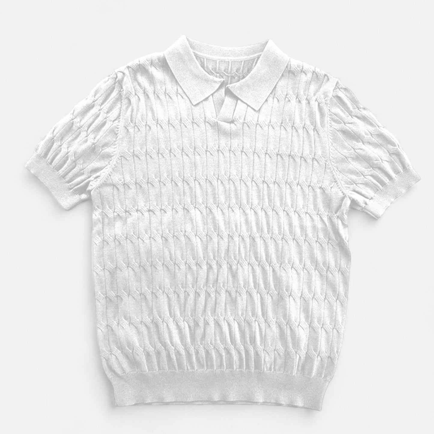 Premium Men's Knitted Jacquard V-Neck Polo Shirt – Smart Casual Elegance for Professional Style and Comfort | Premium Comfort Home & Lifestyle Product UK