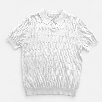 Premium Men's Knitted Jacquard V-Neck Polo Shirt – Smart Casual Elegance for Professional Style and Comfort | Premium Comfort Home & Lifestyle Product UK