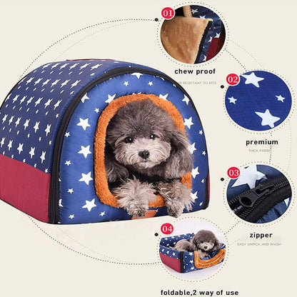 Premium Extra Large Dog Bed Tent - 2 in 1 Cozy Igloo for Dogs & Cats, Washable, Soft, Warm, Essential for Winter Comfort (60x48x45cm) | Premium Comfort Home & Lifestyle Product UK