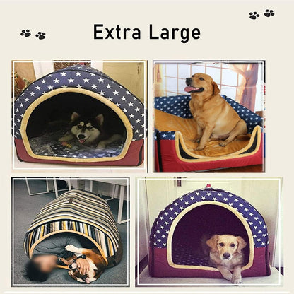 Premium Extra Large Dog Bed Tent - 2 in 1 Cozy Igloo for Dogs & Cats, Washable, Soft, Warm, Essential for Winter Comfort (60x48x45cm) | Premium Comfort Home & Lifestyle Product UK