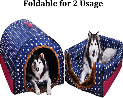 Premium Extra Large Dog Bed Tent - 2 in 1 Cozy Igloo for Dogs & Cats, Washable, Soft, Warm, Essential for Winter Comfort (60x48x45cm) | Premium Comfort Home & Lifestyle Product UK