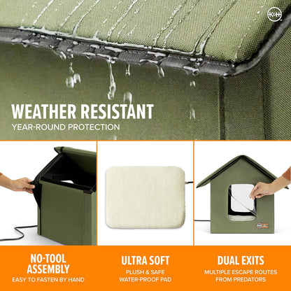 Heated Cat Bed – Weatherproof Outdoor Cat Shelter & Cave Bed Cat House with Insulated Heated Pad | Premium Comfort Home & Lifestyle Product UK