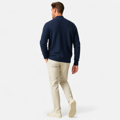 Premium Men's Zipped Merino Knit Sweater – Smart Heritage Style for Professional and Casual Wear | Premium Comfort Home & Lifestyle Product UK
