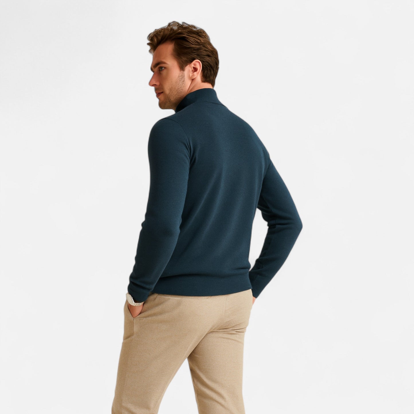 Premium Men's Merino Wool Half-Zip Sweater - Smart Heritage Style for Professional and Casual Wear | Premium Comfort Home & Lifestyle Product UK