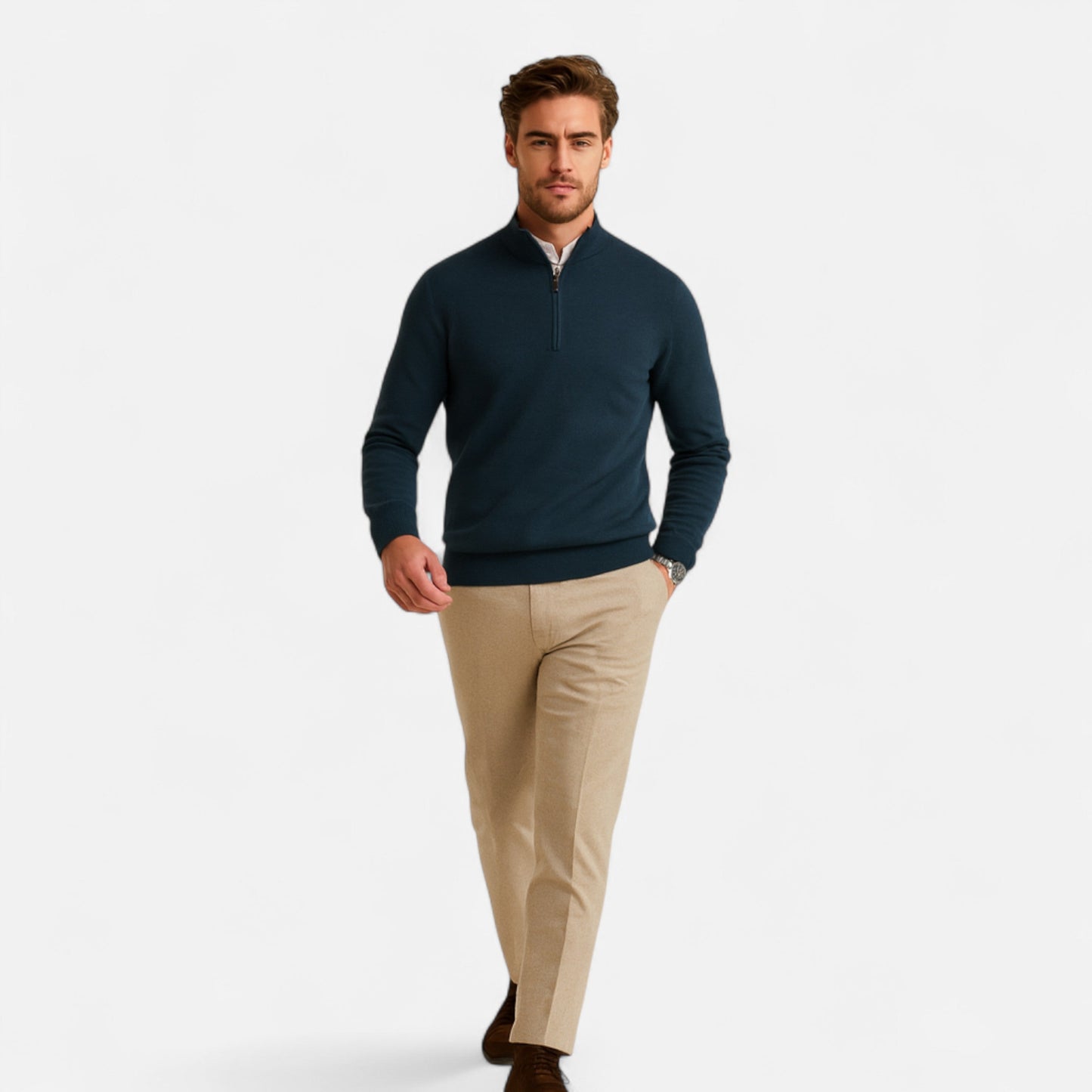 Premium Men's Merino Wool Half-Zip Sweater - Smart Heritage Style for Professional and Casual Wear | Premium Comfort Home & Lifestyle Product UK