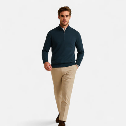 Premium Men's Merino Wool Half-Zip Sweater - Smart Heritage Style for Professional and Casual Wear | Premium Comfort Home & Lifestyle Product UK