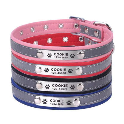 Personalized Leather Reflective Dog Collar | Premium Comfort Home & Lifestyle Product UK