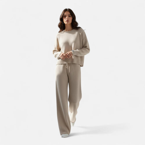 Premium Women's Knit Sweater & Wide-Leg Trousers Set – Smart Casual Outfit for Effortless Elegance and Comfort | Premium Comfort Home & Lifestyle Product UK