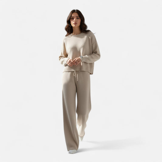 Premium Women's Knit Sweater & Wide-Leg Trousers Set – Smart Casual Outfit for Effortless Elegance and Comfort | Premium Comfort Home & Lifestyle Product UK