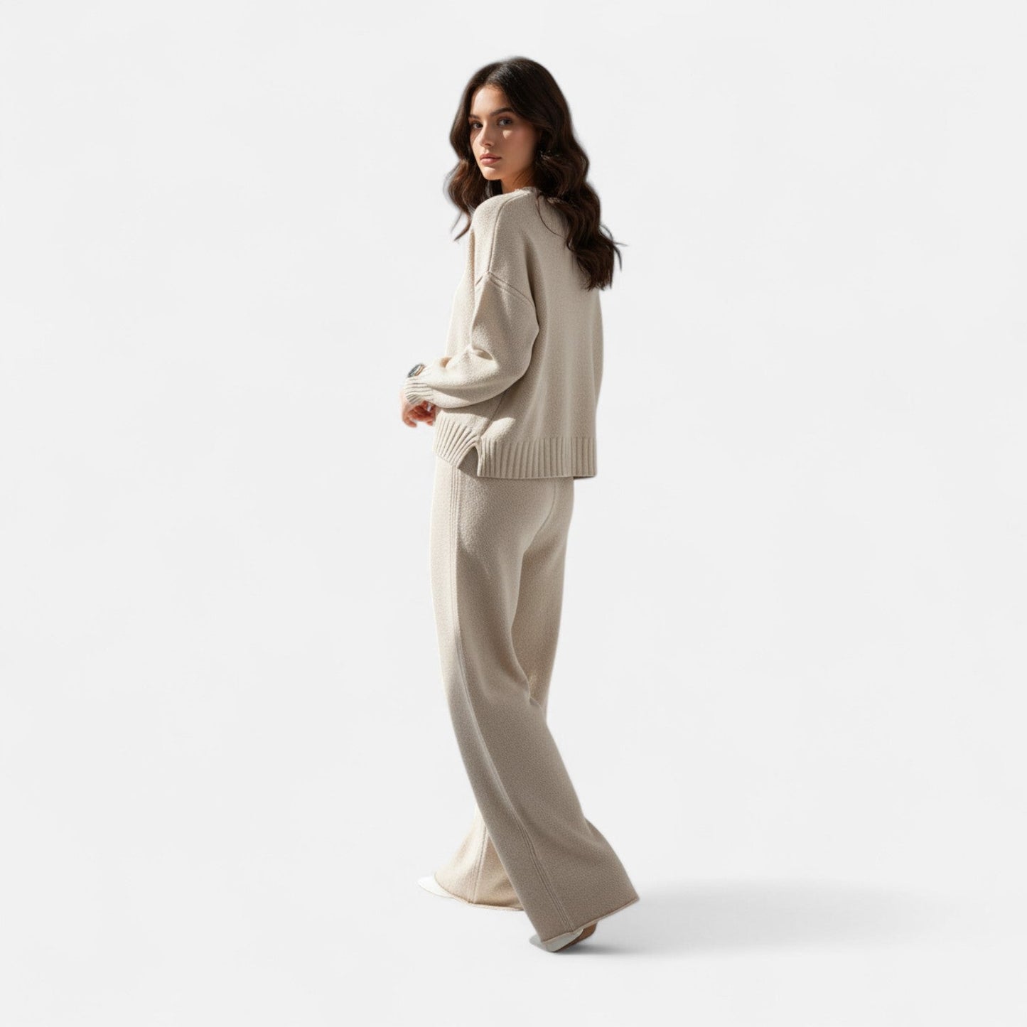 Premium Women's Knit Sweater & Wide-Leg Trousers Set – Smart Casual Outfit for Effortless Elegance and Comfort | Premium Comfort Home & Lifestyle Product UK