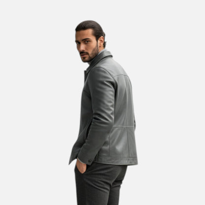 Premium Men’s Leather Polo Coat – Smart Classic Straight-Hem Design for Professional Style and Comfort | Premium Comfort Home & Lifestyle Product UK