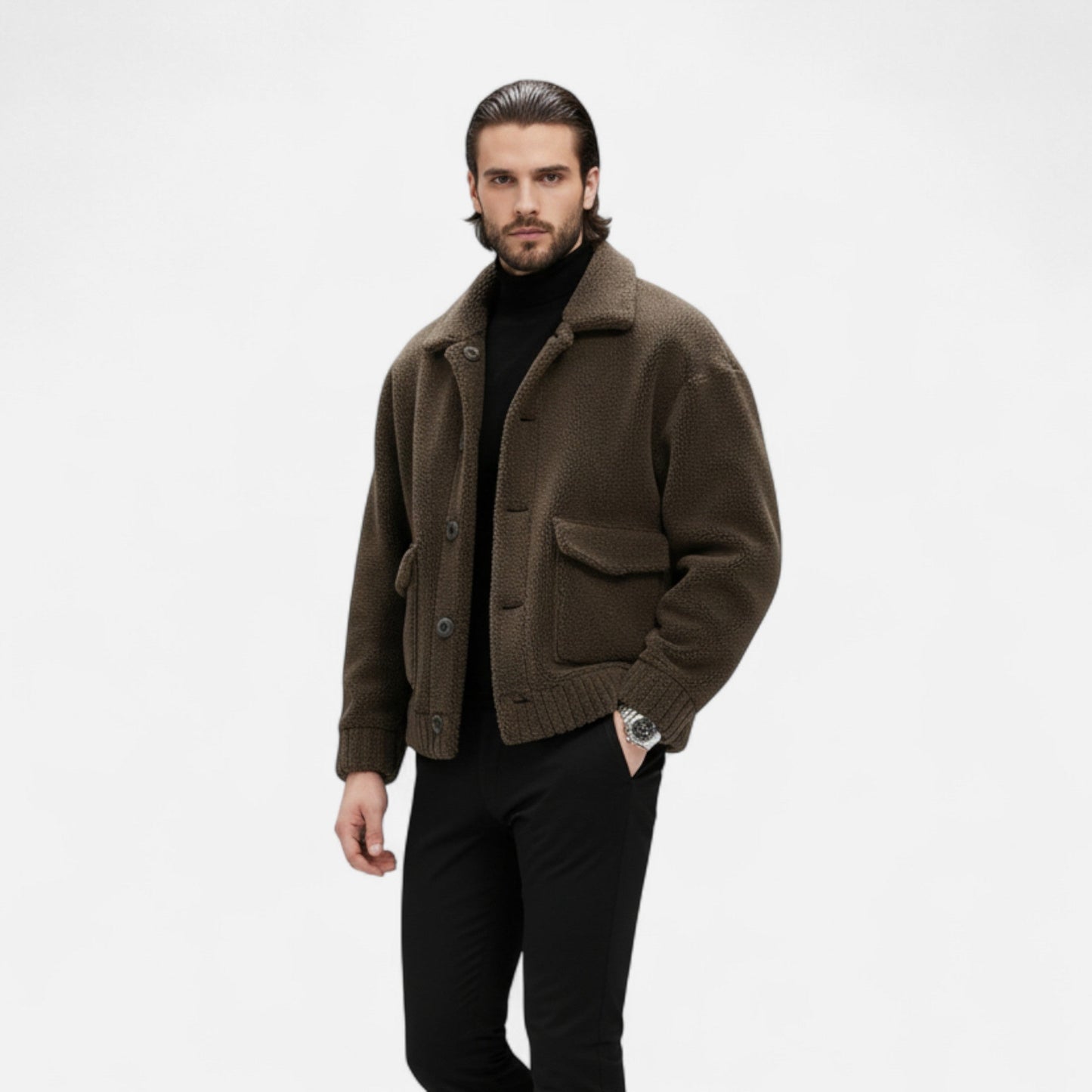 Premium Men's Faux Fur Jacket – Smart Lapel Coat for Autumn Winter Elegance – Best Stylish Outerwear for Men | Premium Comfort Home & Lifestyle Product UK