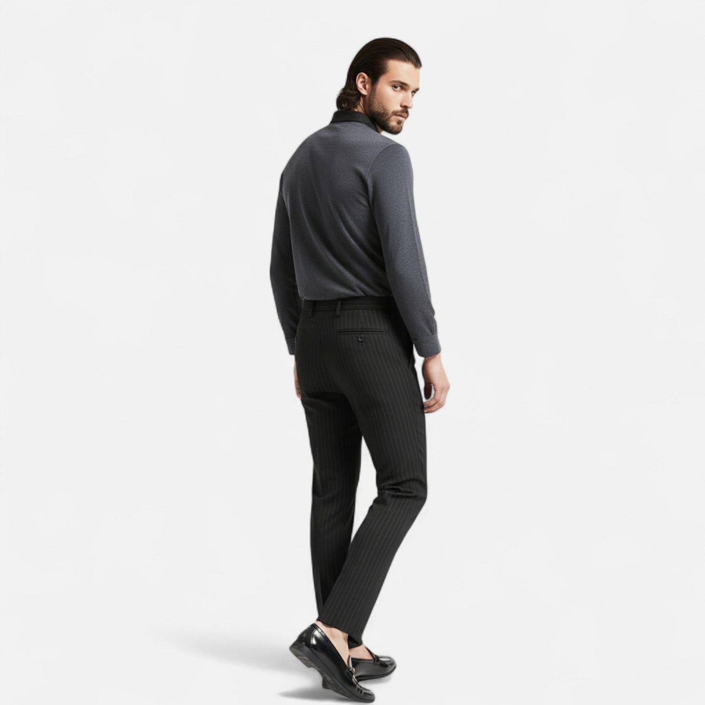 Premium Men's Slim Fit Striped Trousers – Smart Business Wear for Professional Style and Elegance | Premium Comfort Home & Lifestyle Product UK