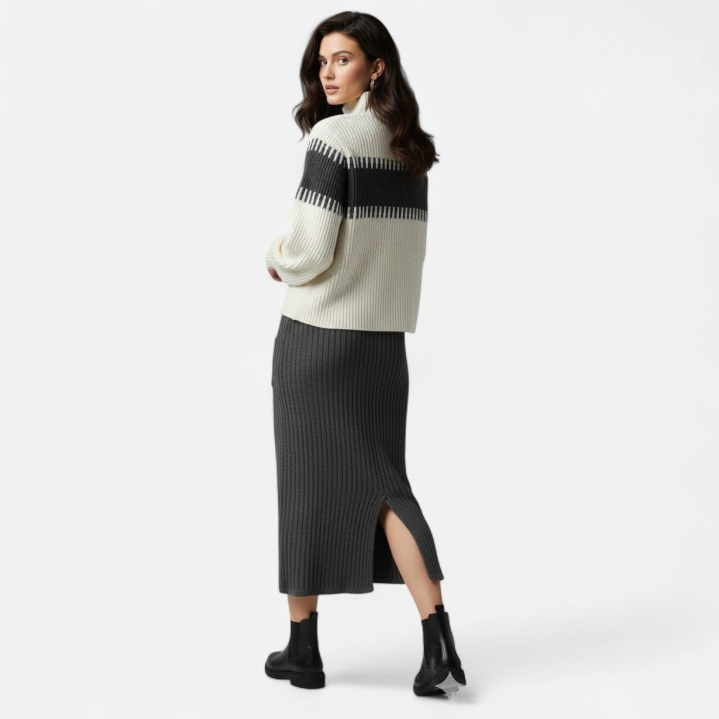 Premium Women's Knit Set – Smart High-Neck Pullover & Stylish Midi Skirt for Effortless Everyday Elegance | Premium Comfort Home & Lifestyle Product UK