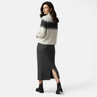 Premium Women's Knit Set – Smart High-Neck Pullover & Stylish Midi Skirt for Effortless Everyday Elegance | Premium Comfort Home & Lifestyle Product UK