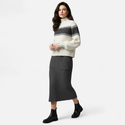 Premium Women's Knit Set – Smart High-Neck Pullover & Stylish Midi Skirt for Effortless Everyday Elegance | Premium Comfort Home & Lifestyle Product UK