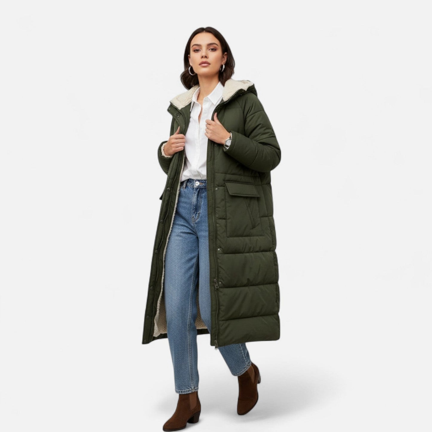 Premium Women's Long Padded Coat – Essential Fleece Winter Jacket for Smart Elegance and Warmth | Premium Comfort Home & Lifestyle Product UK