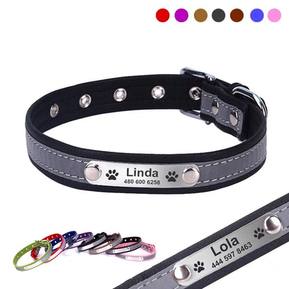 Personalized Leather Reflective Dog Collar | Premium Comfort Home & Lifestyle Product UK