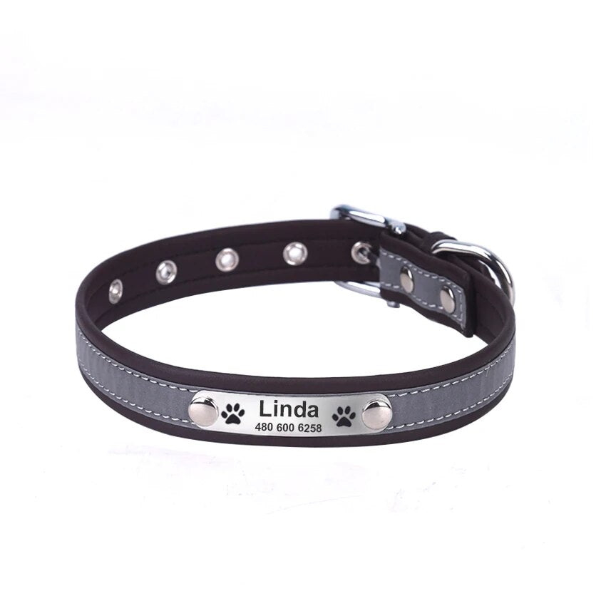 Personalized Leather Reflective Dog Collar | Premium Comfort Home & Lifestyle Product UK