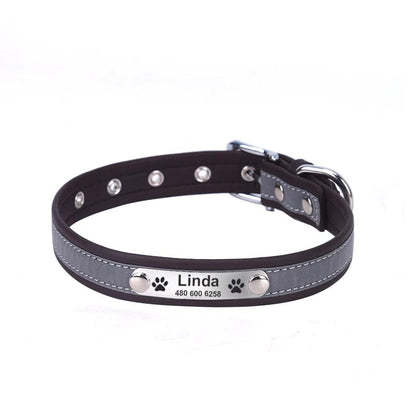 Personalized Leather Reflective Dog Collar | Premium Comfort Home & Lifestyle Product UK