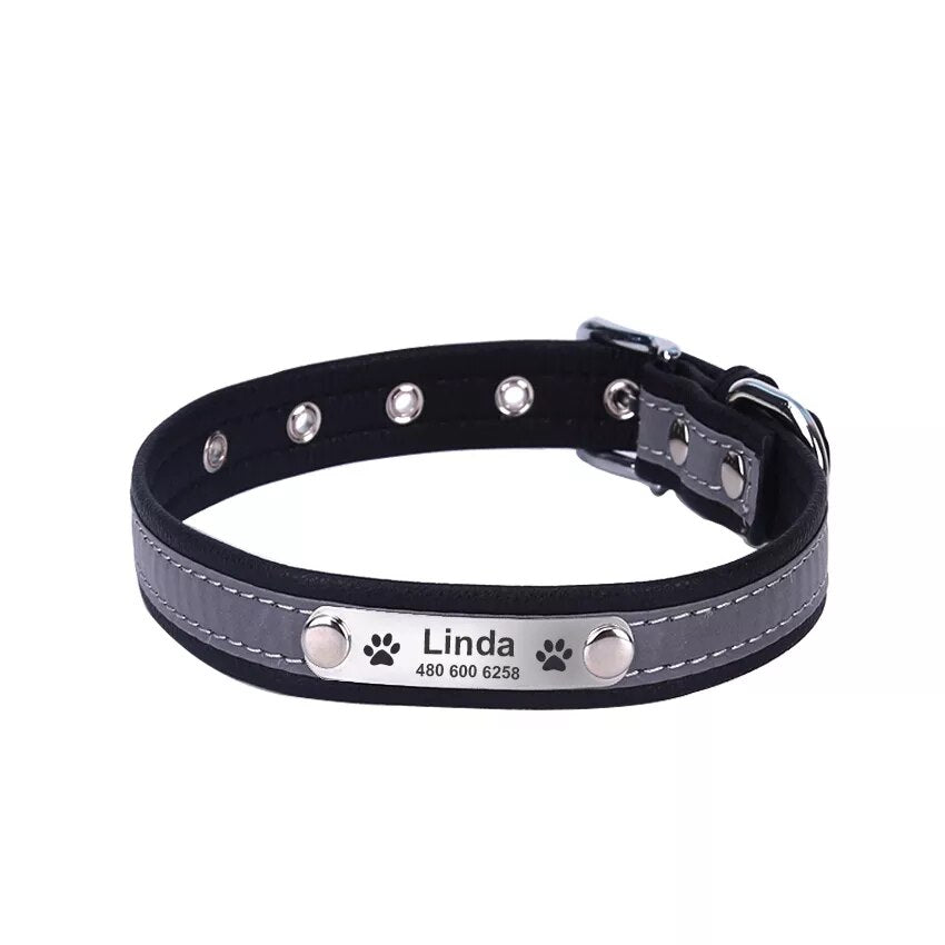 Personalized Leather Reflective Dog Collar | Premium Comfort Home & Lifestyle Product UK