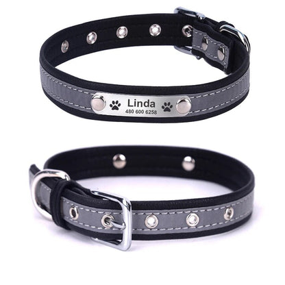 Personalized Leather Reflective Dog Collar | Premium Comfort Home & Lifestyle Product UK