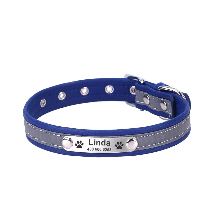 Personalized Leather Reflective Dog Collar | Premium Comfort Home & Lifestyle Product UK