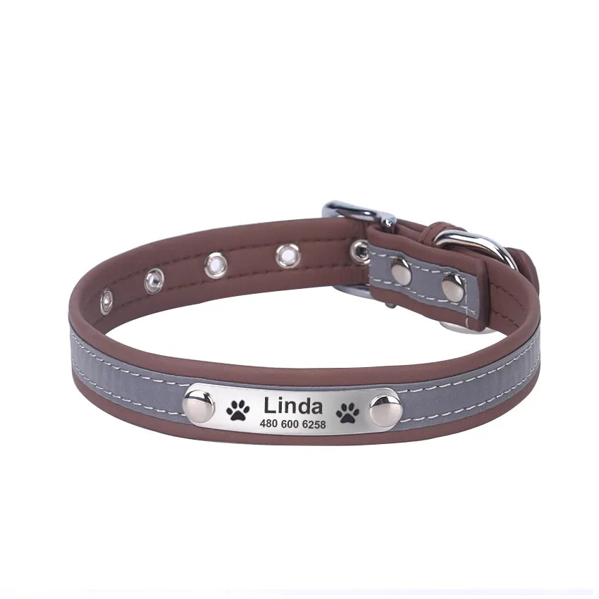 Personalized Leather Reflective Dog Collar | Premium Comfort Home & Lifestyle Product UK