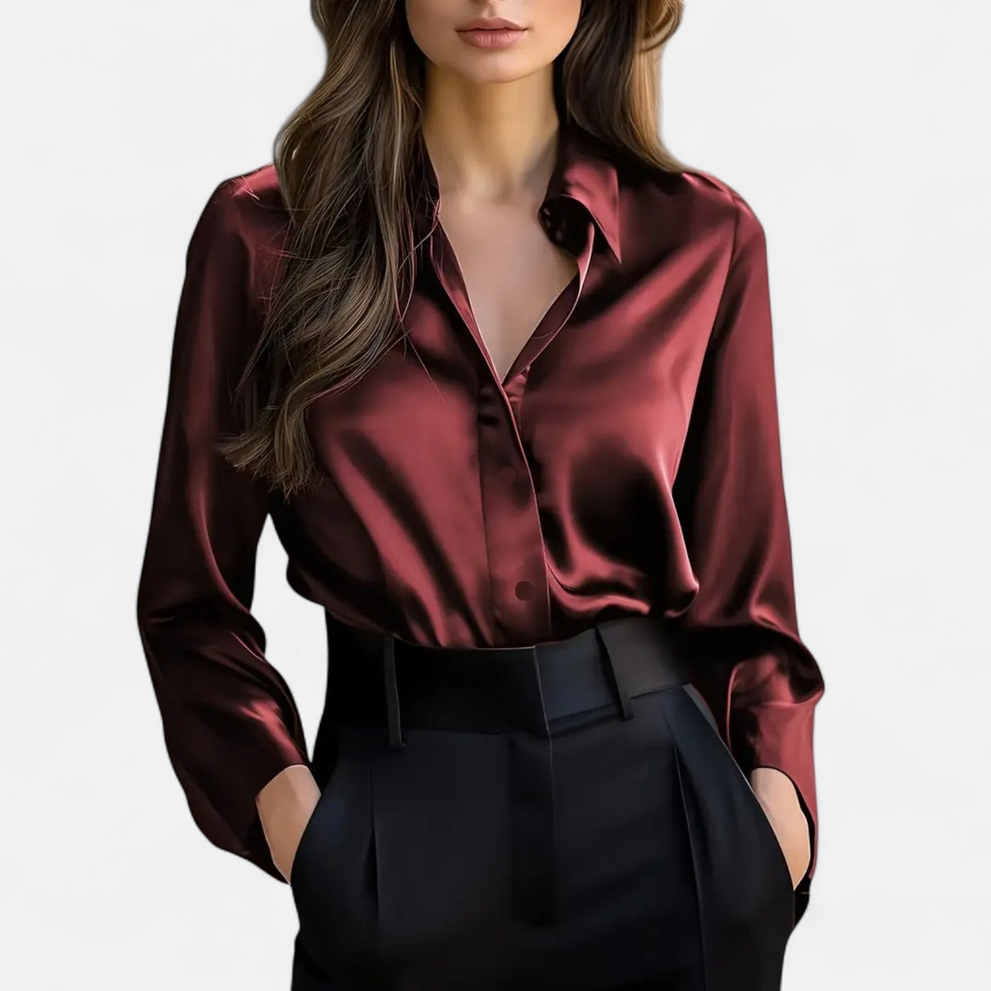 Premium Women's Satin Long Sleeve Blouse – Elegant Smart Top for Professional and Casual Wear | Premium Comfort Home & Lifestyle Product UK