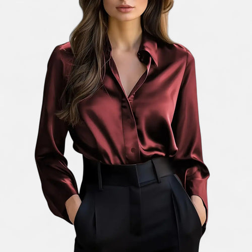 Premium Women's Satin Long Sleeve Blouse – Elegant Smart Top for Professional and Casual Wear | Premium Comfort Home & Lifestyle Product UK