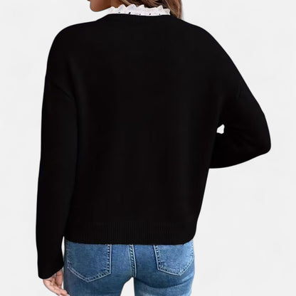 Premium Women's V-Neck Sweater with Lace Trim - Stylish, Smart, and Essential Knitwear for Every Occasion | Premium Comfort Home & Lifestyle Product UK