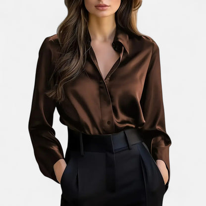 Premium Women's Satin Long Sleeve Blouse – Elegant Smart Top for Professional and Casual Wear | Premium Comfort Home & Lifestyle Product UK