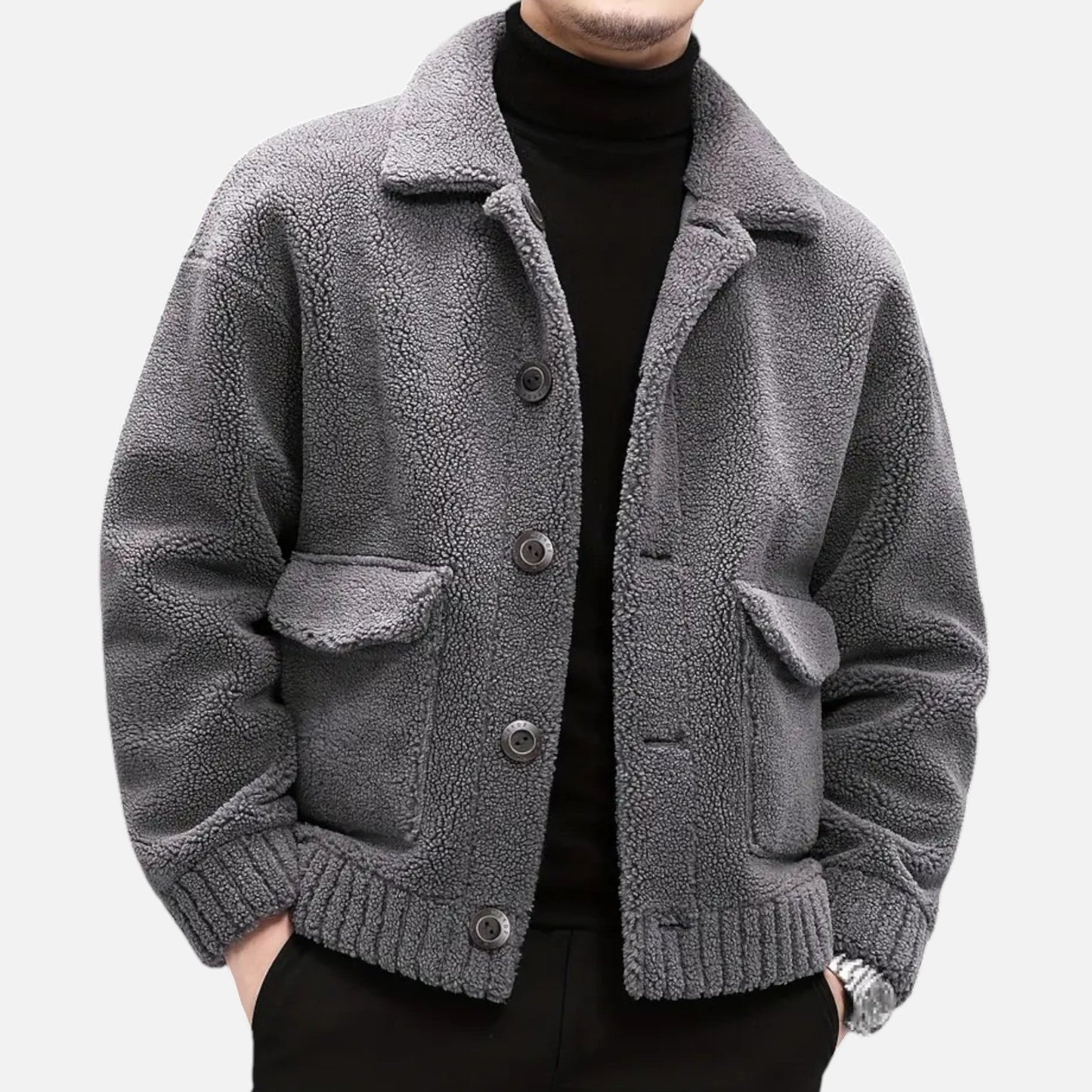 Premium Men's Faux Fur Jacket – Smart Lapel Coat for Autumn Winter Elegance – Best Stylish Outerwear for Men | Premium Comfort Home & Lifestyle Product UK