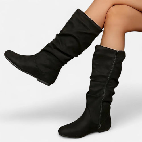 Premium Women's Mid-Calf Pleated Ankle Boots - Stylish, Comfortable, and Versatile Footwear for Every Occasion | Premium Comfort Home & Lifestyle Product UK