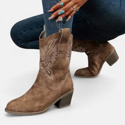 Premium Women’s Suede Cowboy Boots – Vintage Chunky Heel for Stylish Western Fashion – Best Quality & Comfort | Premium Comfort Home & Lifestyle Product UK