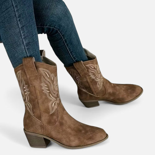 Premium Women’s Suede Cowboy Boots – Vintage Chunky Heel for Stylish Western Fashion – Best Quality & Comfort | Premium Comfort Home & Lifestyle Product UK
