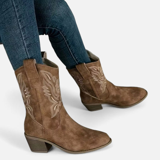 Premium Women’s Suede Cowboy Boots – Vintage Chunky Heel for Stylish Western Fashion – Best Quality & Comfort | Premium Comfort Home & Lifestyle Product UK