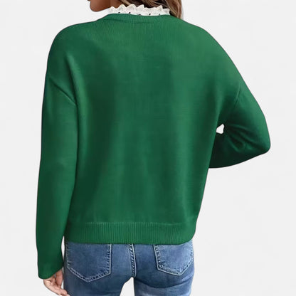 Premium Women's V-Neck Sweater with Lace Trim - Stylish, Smart, and Essential Knitwear for Every Occasion | Premium Comfort Home & Lifestyle Product UK