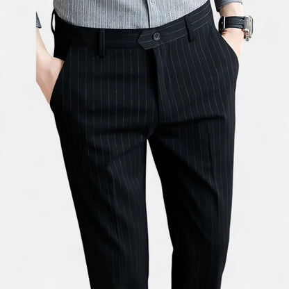 Premium Men's Slim Fit Striped Trousers – Smart Business Wear for Professional Style and Elegance | Premium Comfort Home & Lifestyle Product UK