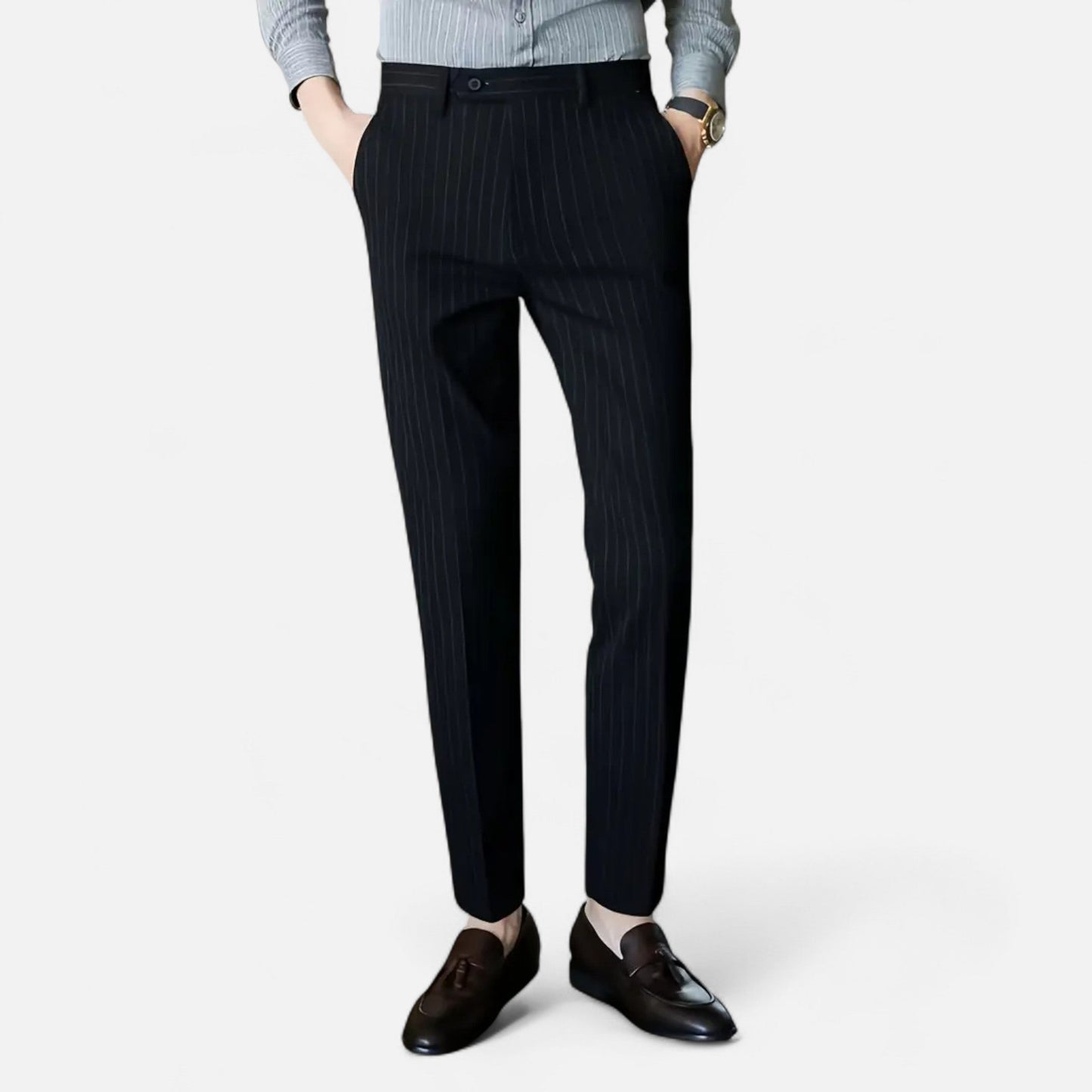 Premium Men's Slim Fit Striped Trousers – Smart Business Wear for Professional Style and Elegance | Premium Comfort Home & Lifestyle Product UK