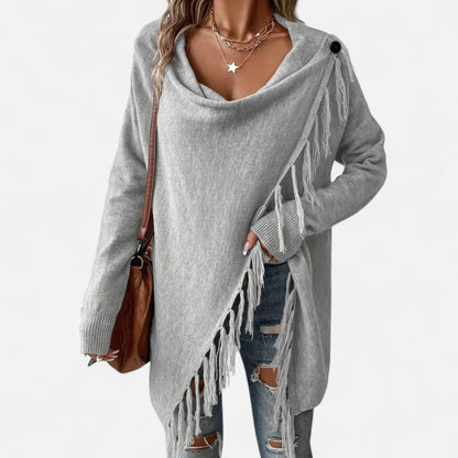 Premium Women's Fringe Tassel Shawl with Draped Neckline - Stylish, Versatile Wrap for Any Occasion | Premium Comfort Home & Lifestyle Product UK