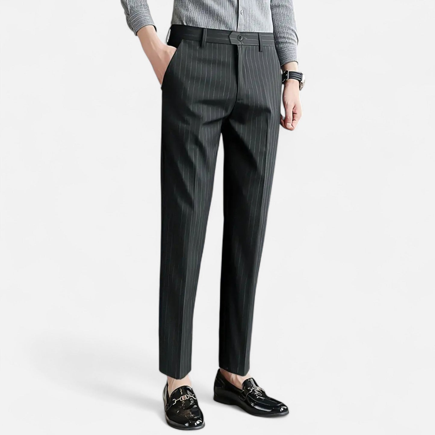 Premium Men's Slim Fit Striped Trousers – Smart Business Wear for Professional Style and Elegance | Premium Comfort Home & Lifestyle Product UK