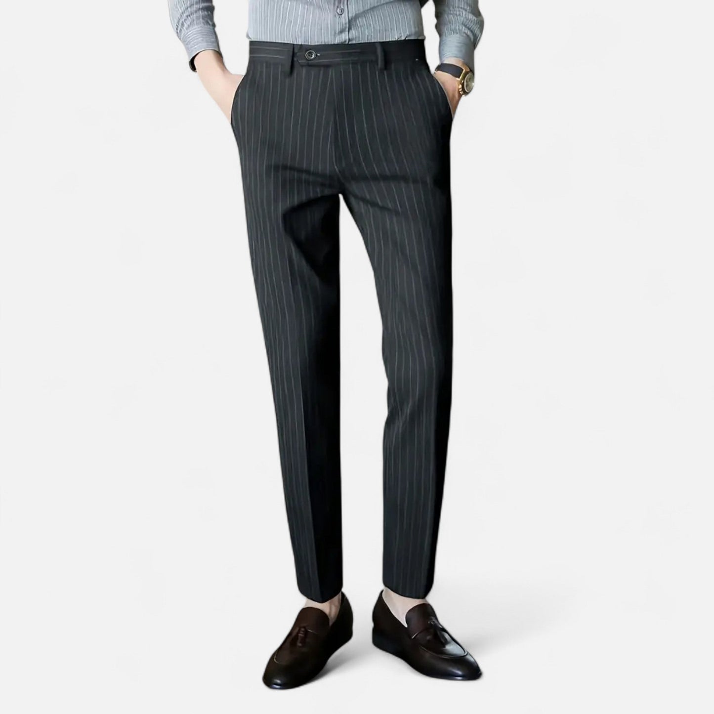 Premium Men's Slim Fit Striped Trousers – Smart Business Wear for Professional Style and Elegance | Premium Comfort Home & Lifestyle Product UK