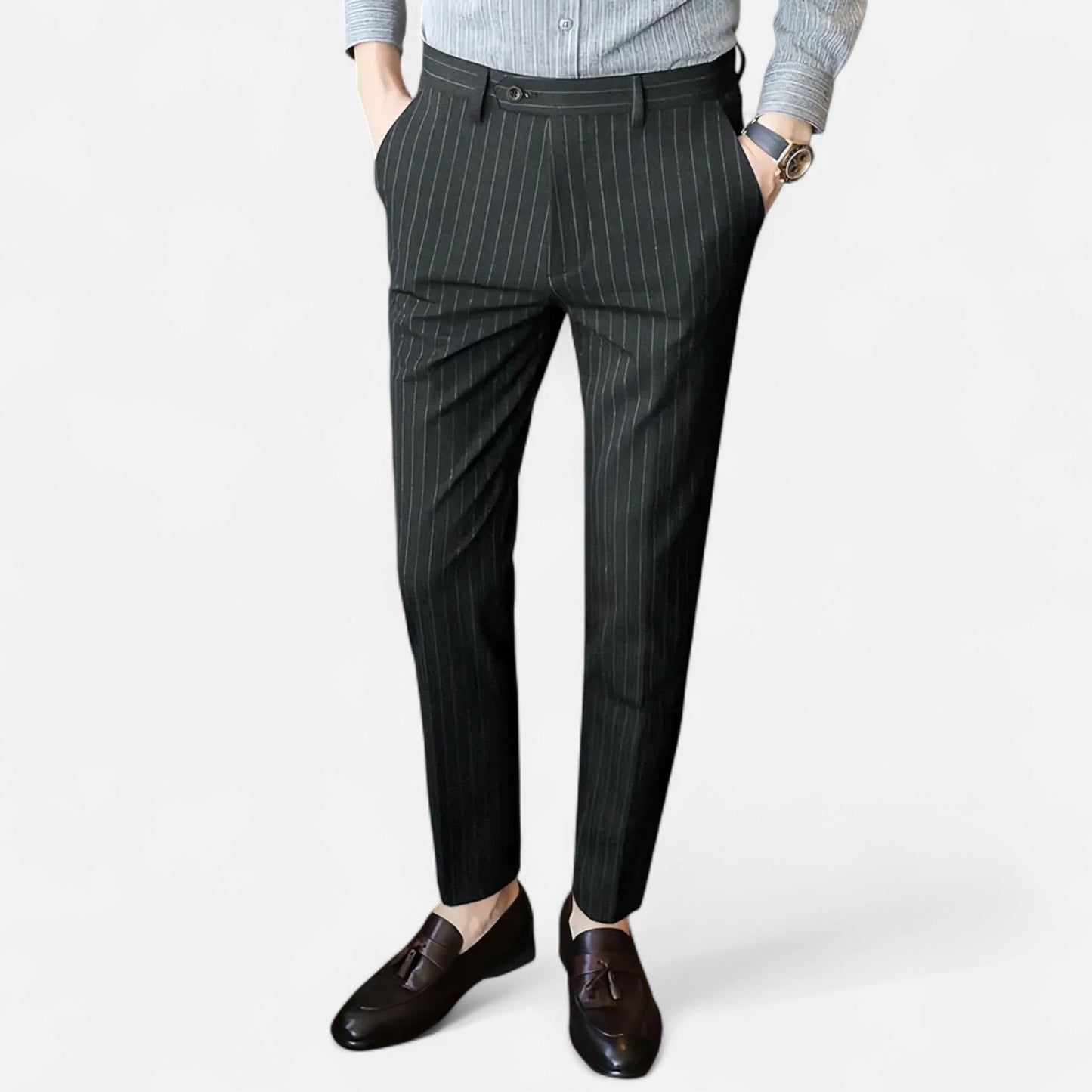 Premium Men's Slim Fit Striped Trousers – Smart Business Wear for Professional Style and Elegance | Premium Comfort Home & Lifestyle Product UK